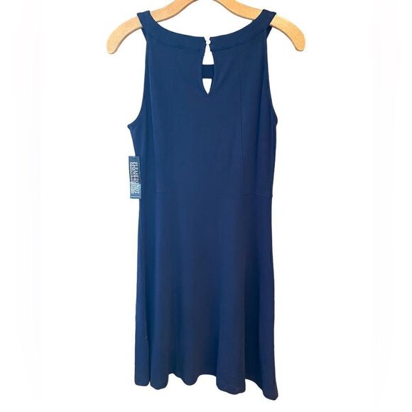 Ny & Co. NWT Sz S Navy Blue Halter Tank Fit & Flare Circle Skirt Summer Dress - Picture 2 of 7